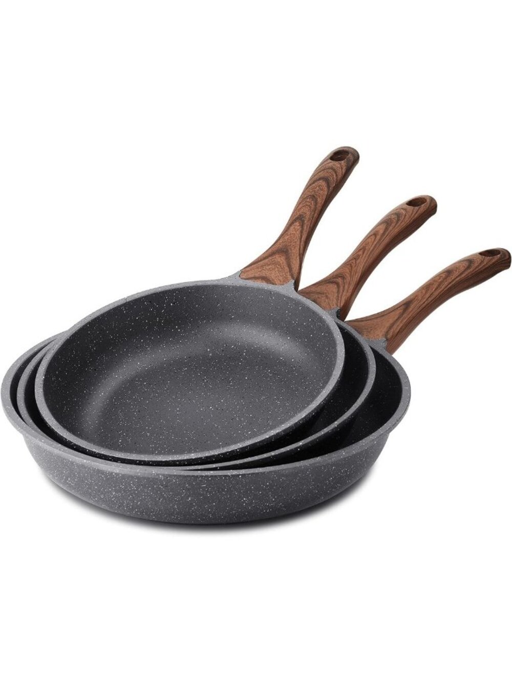 Nonstick Frying Pans Set - 9.5, 11 & 12.5 Inch Cookware, Grey Kitchen Essentials